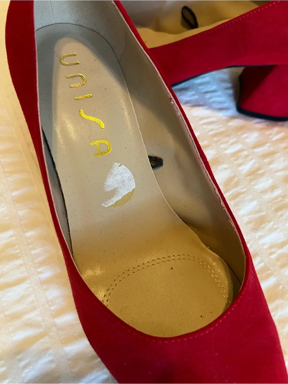 Unisa Red Pointed Block Heel Pumps